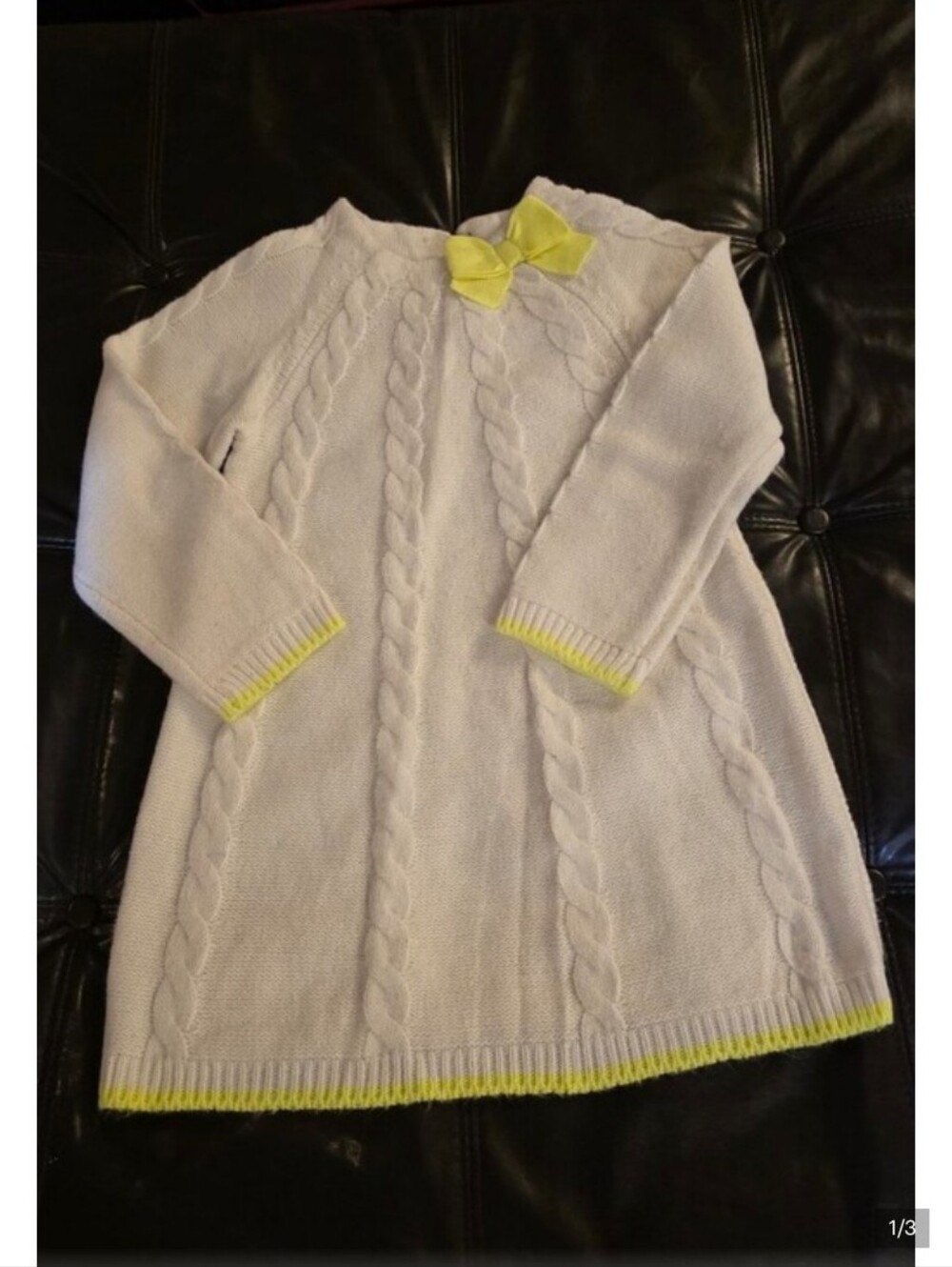 GymboreeCream Cable Knit Sweater with Yellow Trim